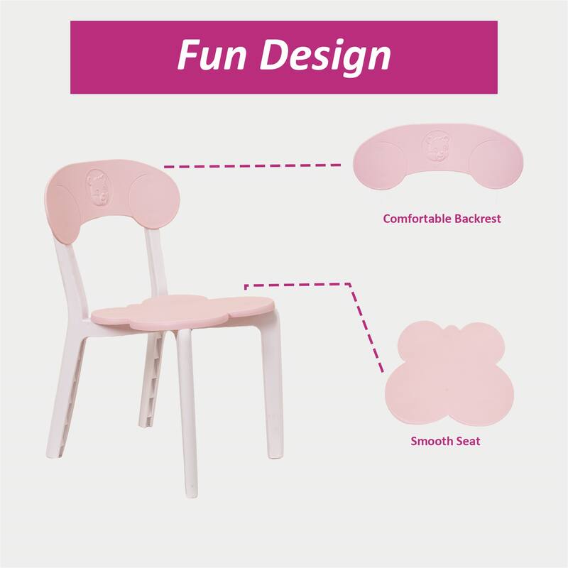 3 Piece Toddler Table and Chair Set,Plastic Children Activity Tablefor Reading,Preschool,Drawing,Toddler,Playroom(Tricolor)