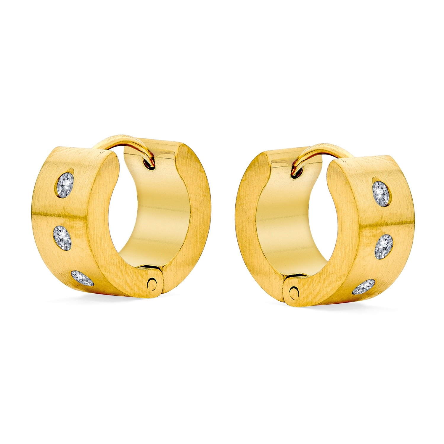Stainless Steel Gold Color Circle Hoop Earrings Women White Zirconia Hoop-Earrings Crystal Hoops
