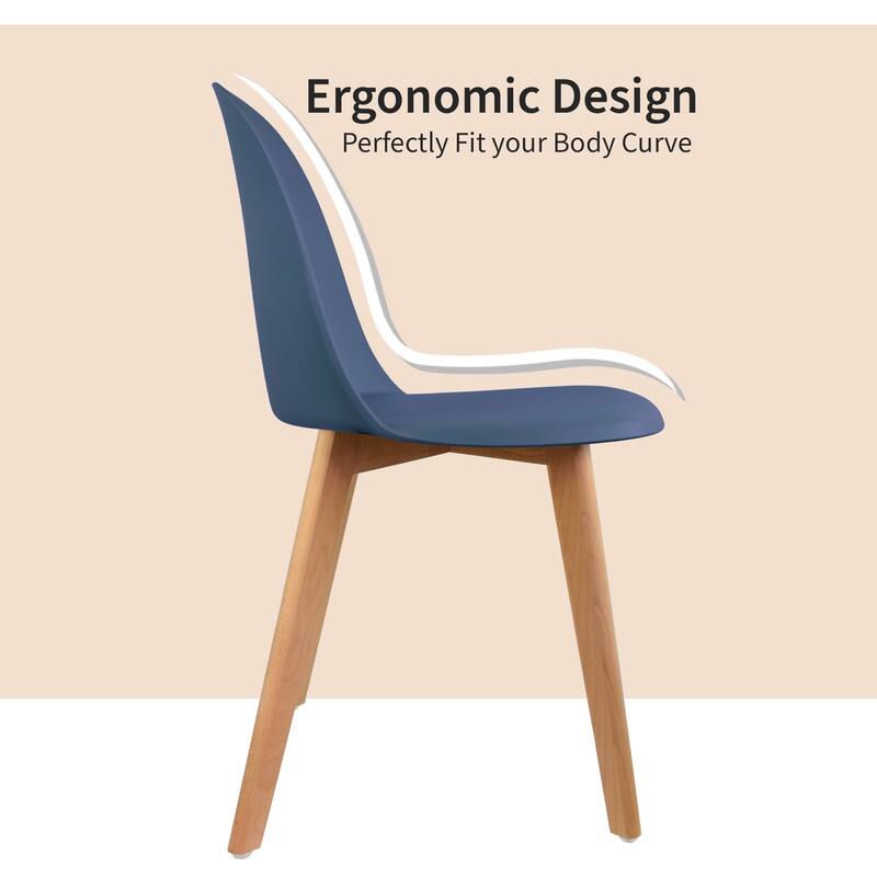 Set of 2 Modern Plastic Side Chairs with Wire Chrome Legs Ergonomic Dining Chairs for Kitchen, Dining Room, Office & Living Room