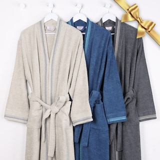 Superior Unisex Turkish Cotton Terry Kimono Bathrobe with Embroidery Robe