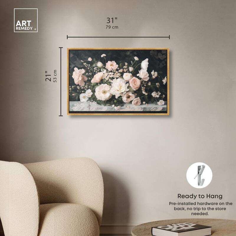 Marble and Blooms Canvas by Art Remedy