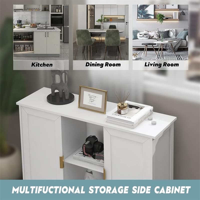 Credenza Buffet Cabinet Wooden Coffee Bar Cabinet - 11.8"D x 39.4"W x 30.7"H
