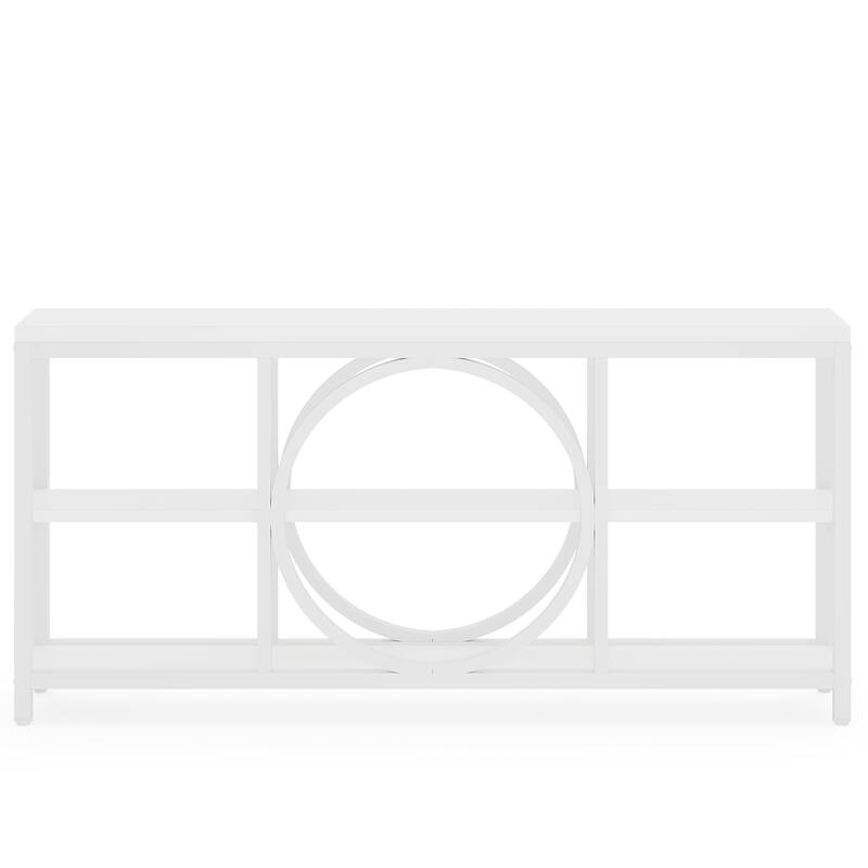 70.9-inche Sofa Console Table with Creative Metal Leg Design, 3 Tiers Narrow Long Accent Tables for Entryway