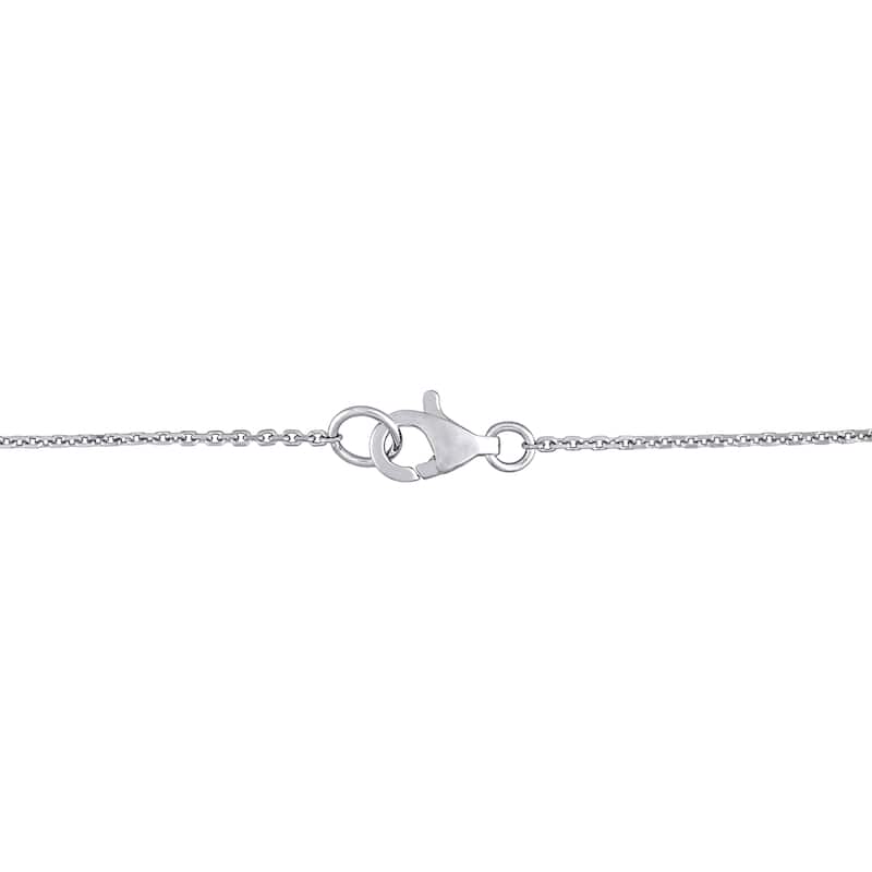 Miadora 14k White Gold London-Blue Topaz and 1/6ct TDW Diamond 5-Stone Bar Necklace