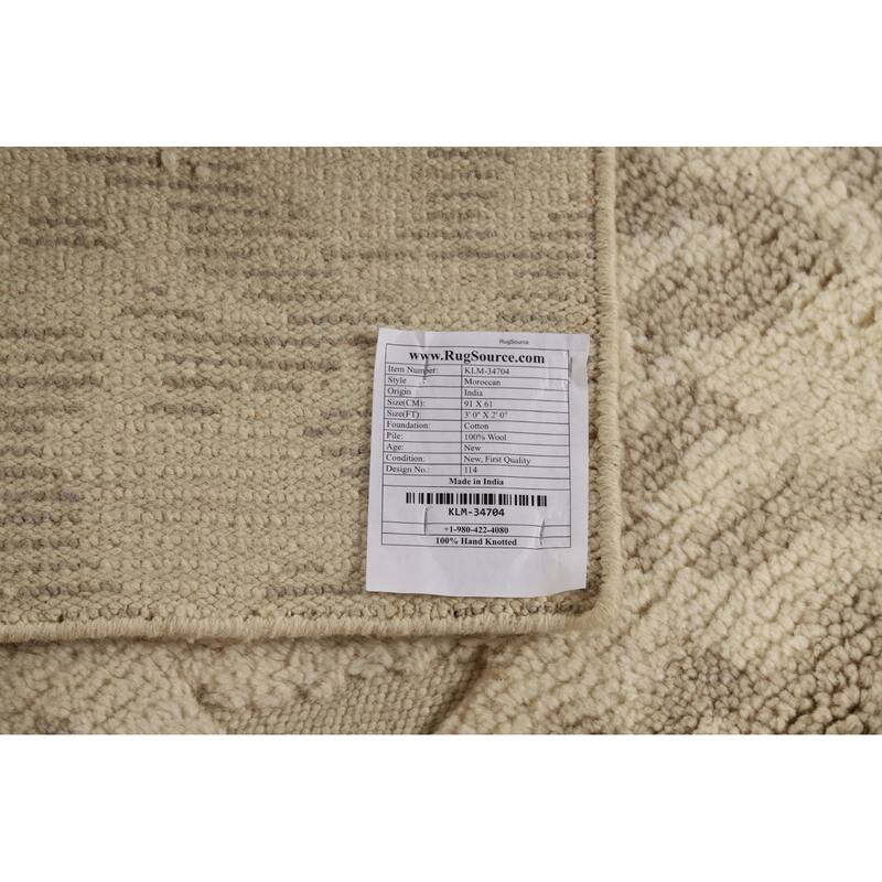 Abstract Moroccan Accent Rug Handmade Oriental Wool Carpet - 2'0"x 3'0"