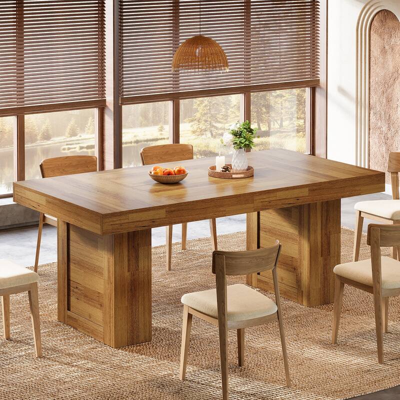 63'' Large Dining Table for 6, Rectangle Wooden Kitchen Table for Dining Room, Family Meals, Banquets & Dinner Parties