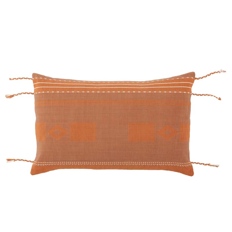 Bhodi Mauve/ Terracotta Tribal Lumbar Pillow - 13"X21" Cover Only
