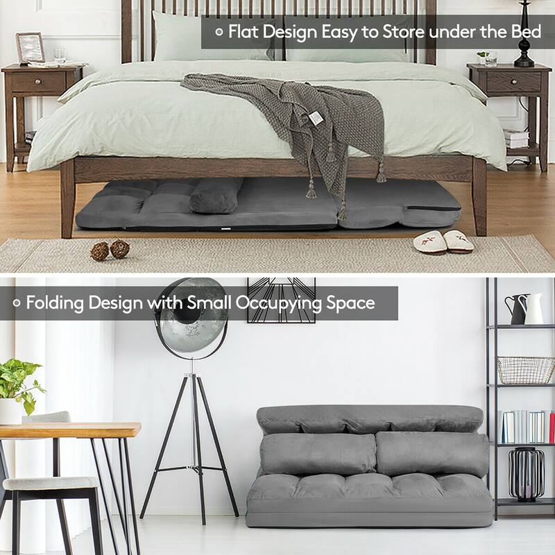 Costway Foldable Floor Sofa Bed 6-Position Adjustable Lounge Couch