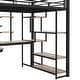 preview thumbnail 9 of 7, Full Size Loft Bed with Built-in Desk and Storage Staircase, Metal Kids Bed Frame with Small Wardrobe and Storage Shelves, Black