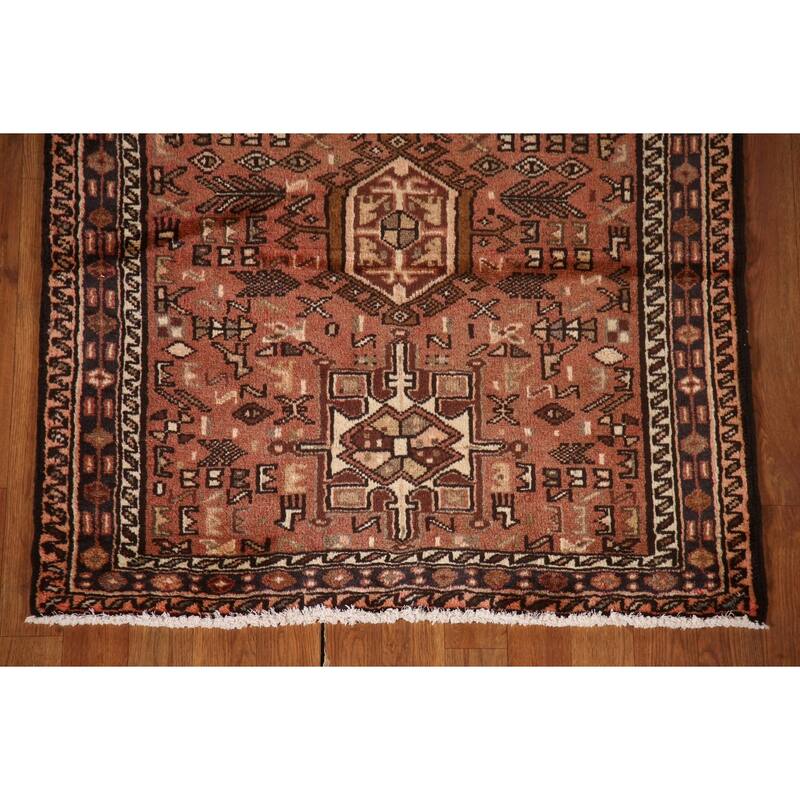 Tribal Gharajeh Persian Vintage Runner Rug Handmade Wool Carpet - 3'3"x 9'4"
