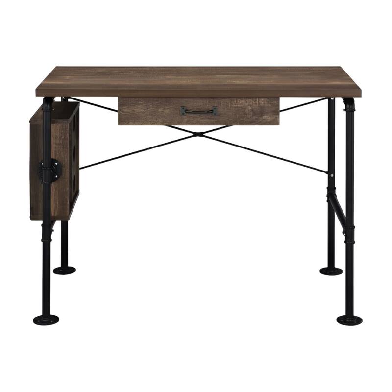 39” Rectangular Wood Writing Desk with Drawer and 3-Tier Shelf Small Modern Table for Bedroom or Living Room