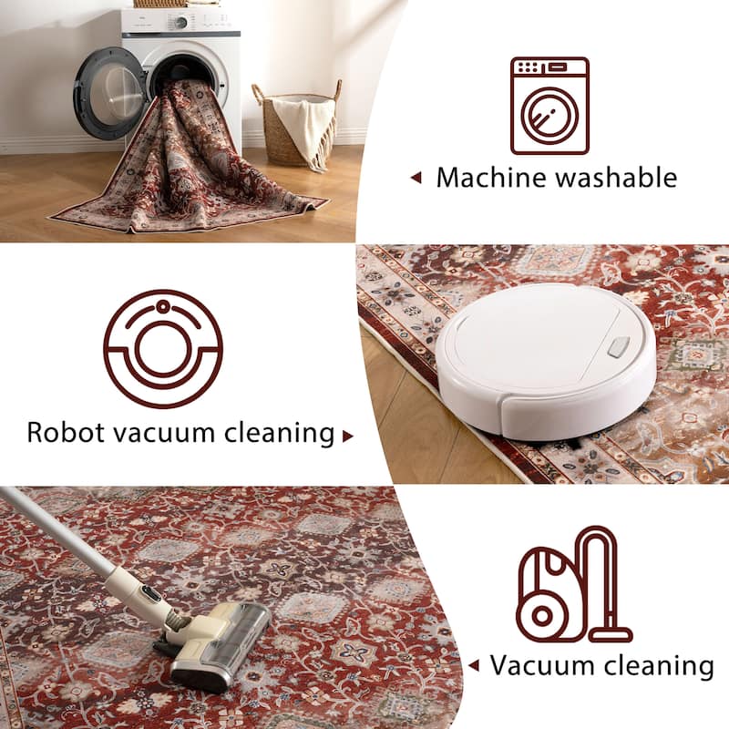 Soft and Non-Slip Machine-Washable Foldable Multi-Use Area Rug