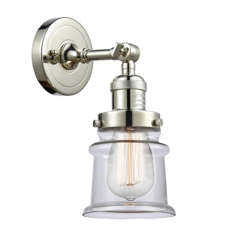 Innovations Lighting Small Canton Single Light 11" Tall Bathroom - Polished Nickel / Clear