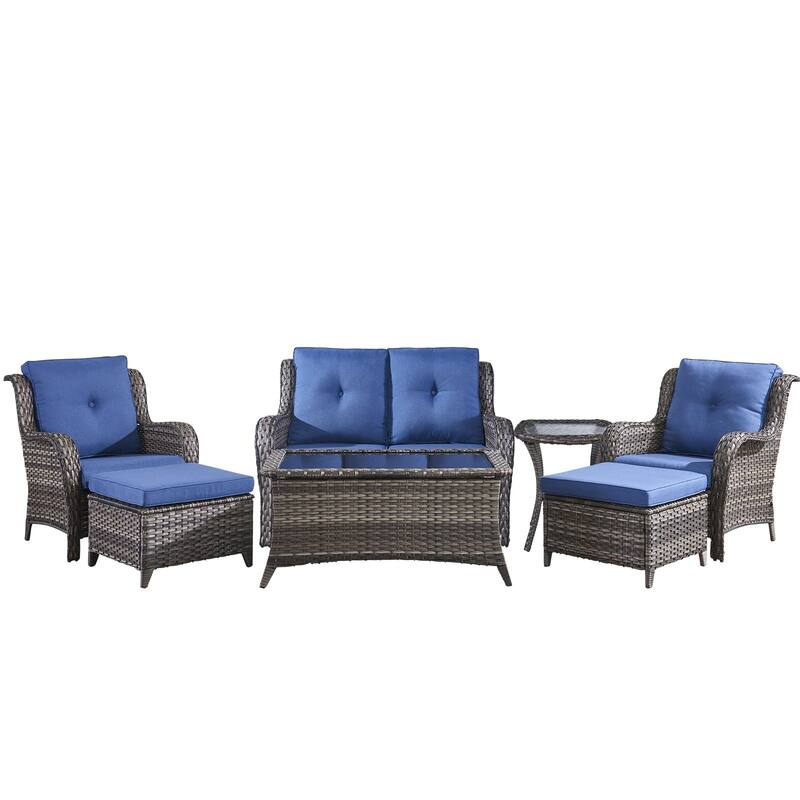 Outdoor Loveseat Sofa with Chair Ottoman Table
