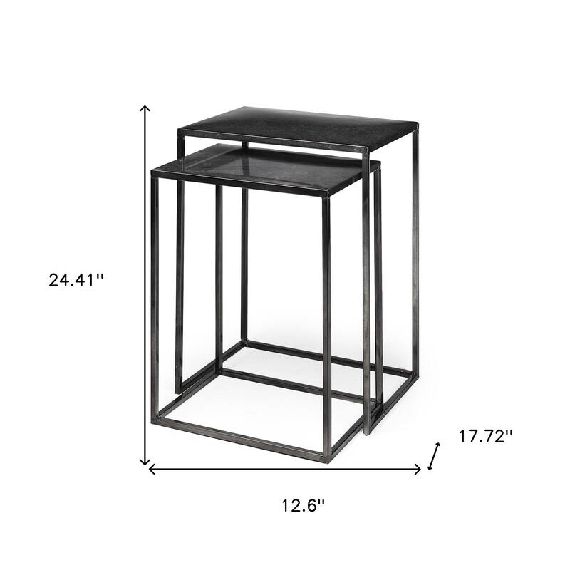 HomeRoots Set of Two Black Iron Nested Tables - 12.60 in. x 24.41 in. x 17.72 in.