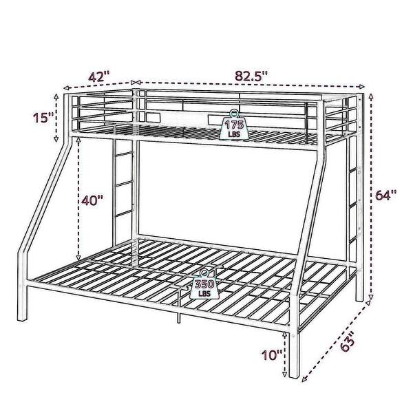 Metal Twin XL/Queen Bunk Bed, Black Sand