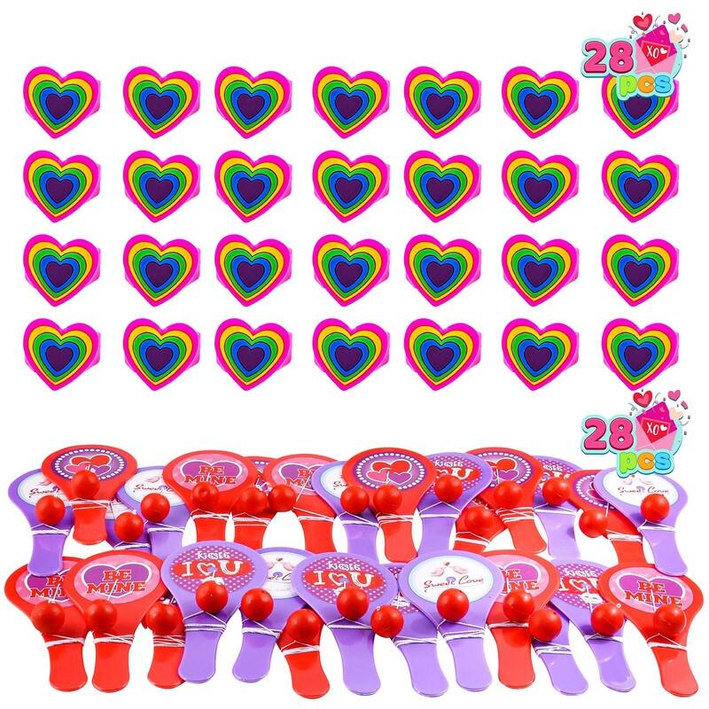 140 Pcs Valentine's Party Pack Set and stickers with cute, Valentine-themed designs,Perfect for boys and girls. - Multi