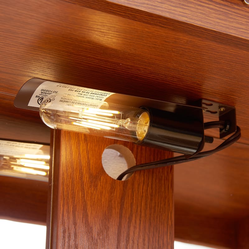 Lighted Glass Curio Cabinet with Adjustable Shelves - Elegant 2-Door Display Cabinet & Built-in Drawer, Includes Bulb