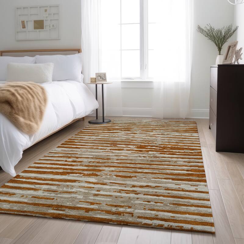 Premium Washable Super Soft Modern Scratches Mayfield Rug - Paprika - 9' x 12'