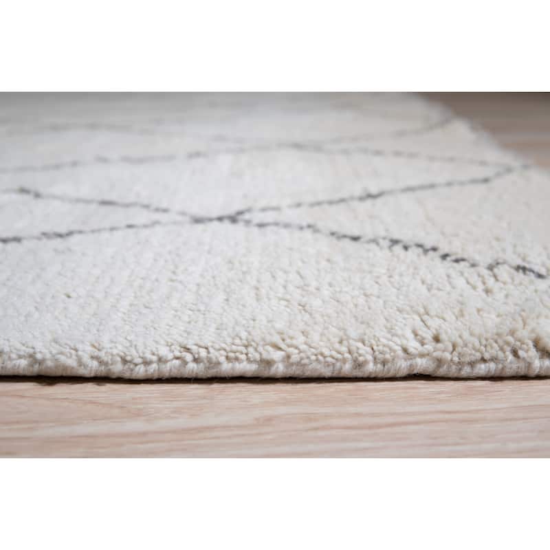 Home Decor EORC Hand-Knotted Wool Modern Moroccan Rug Elegant Beige Area Rug for Living Room, Bedroom, Office, & Home Décor St