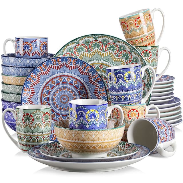 vancasso Mandala Bohemian Porcelain Dinnerware Set (Service for 4) - Assorted - 32 Piece