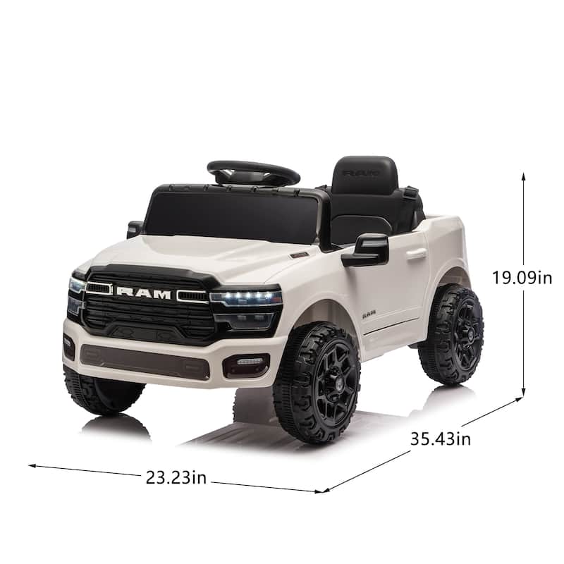Licensed Dodge RAM 3500 12V Kids Ride On Truck with Remote Control, Dual Motors, Suspension, LED Lights & Music Player
