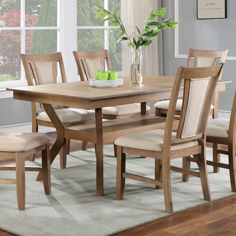 Furniture of America Copper Grove Schmidt 64-inch Wood Dining Table with Shelf