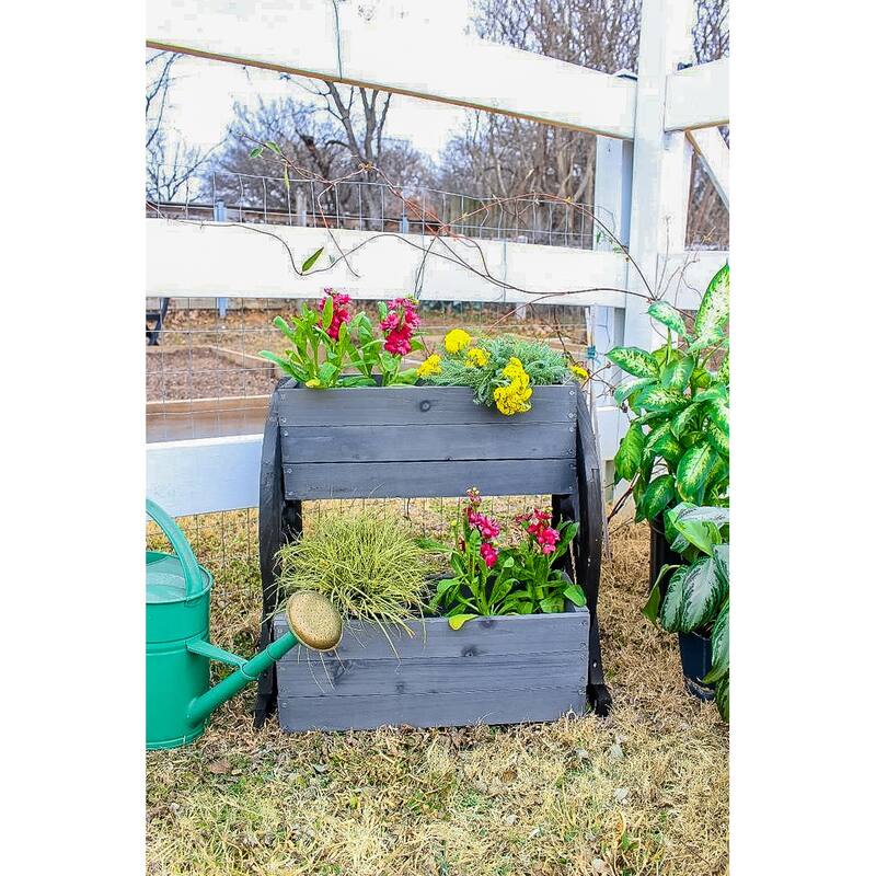 Zylina Wagon Wheel Double Planter - 15 x 11 x 21
