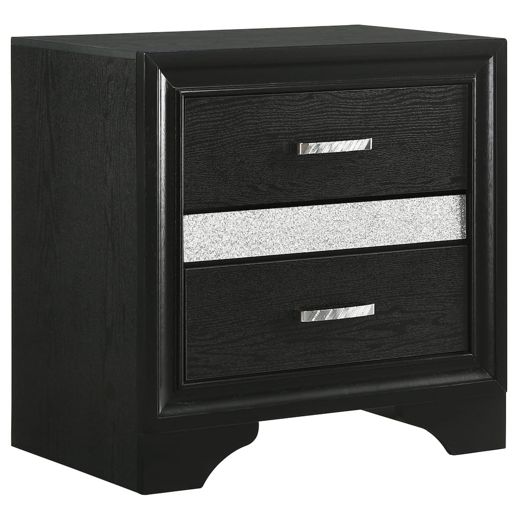 Transitional 2-Drawer Nightstand with Curved Base and Smooth Full-Extension Glides