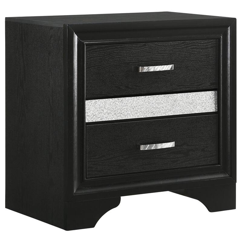 Transitional 2-Drawer Nightstand with Curved Base and Smooth Full-Extension Glides