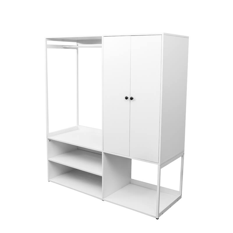 GDF Studio - Arialo Modern Wardrobe Closet with Hanging Rod and Storage Shelves