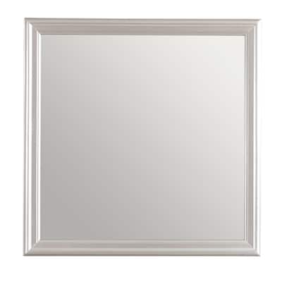 Wooden Framed Square Dresser Wall Mirror - 38" - Silver Champagne