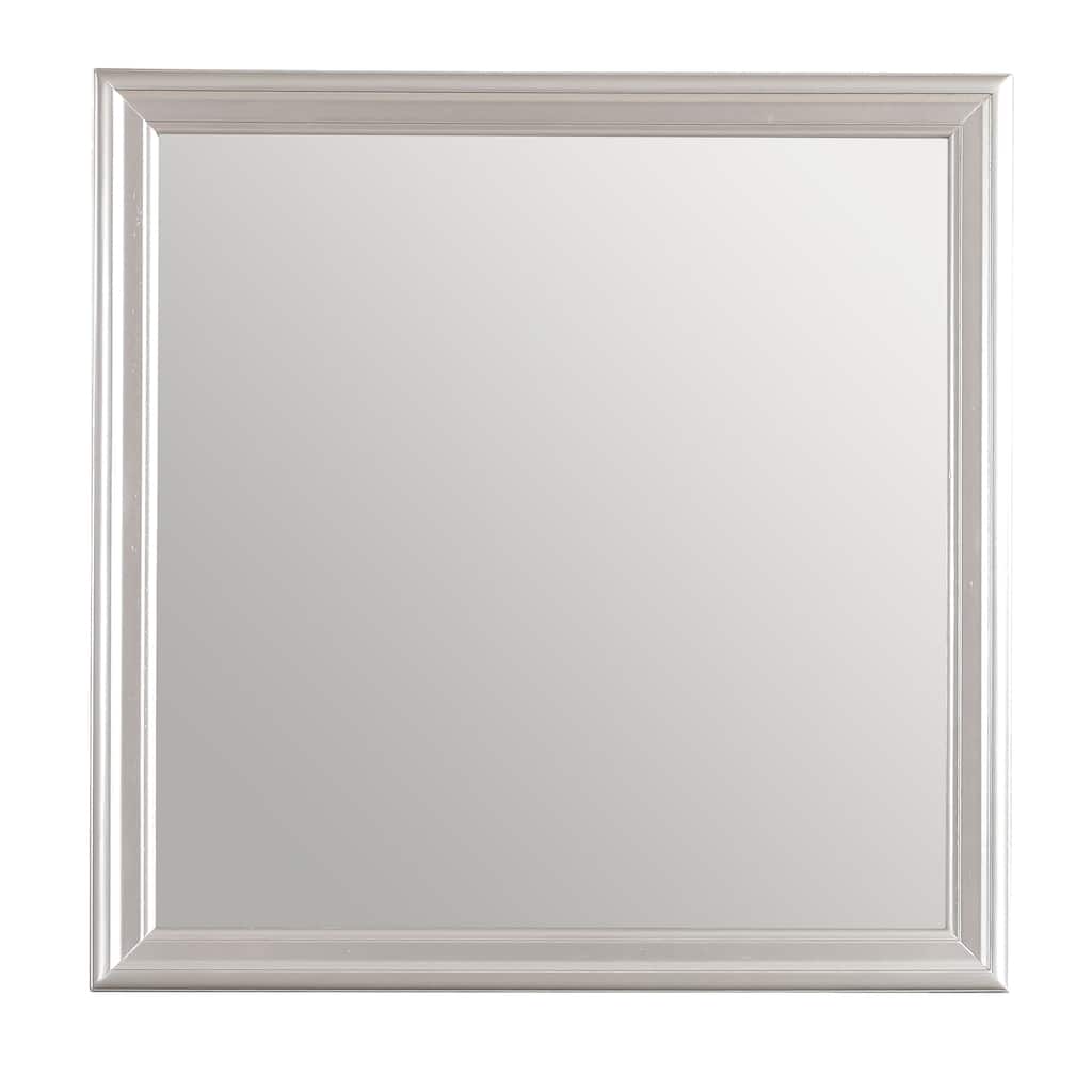 Wooden Framed Square Dresser Wall Mirror - 38" - Silver Champagne