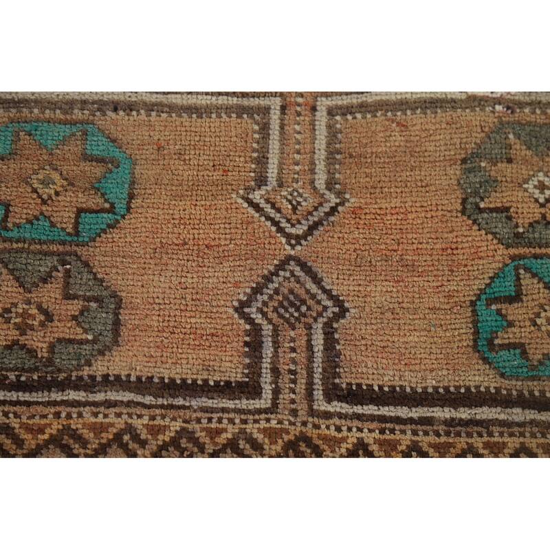 Geometric Shiraz Vintage Persian Area Rug Handmade Wool Carpet - 6'3" x 9'3"