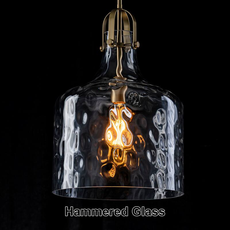 Starsky 1-Light 11.81in. Modern Globe Single Clear Hammered Glass Pendant