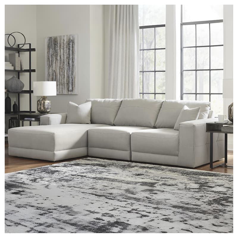 Signature Design by Ashley Next-Gen Gaucho Light Gray 3-Piece Sectional Sofa with Chaise - 113" W x 68" D x 36" H - Left Facing