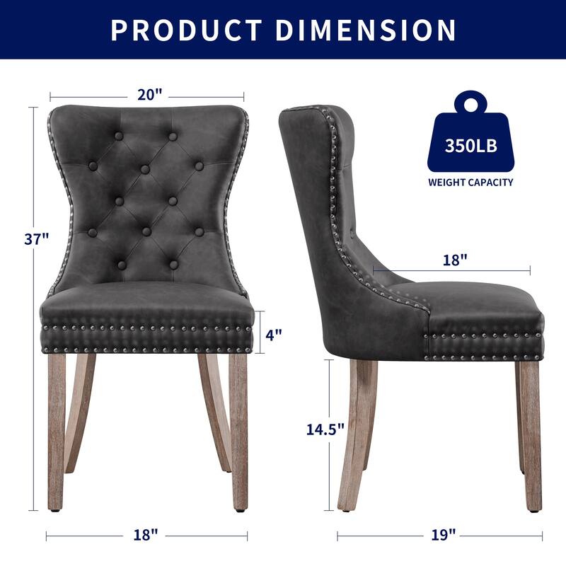 Subrtex(Set of 2)Faux Leather Upholstered Button Nailhead Wingback Dining Chair