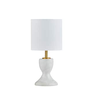 Lisa 12.5" Marble Mini Table Lamp with Fabric Shade, Marble (Set of 2)