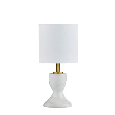 Lisa 12.5" Marble Mini Table Lamp with Fabric Shade, Marble (Set of 2)