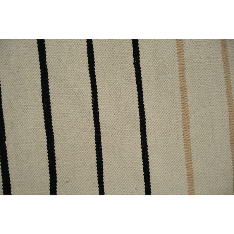 Hand Woven Oriental 100% Wool Carpet Southwestern Modern Beige & Ivories Kilim Area Rug - 8' 10'' X 6' 1''
