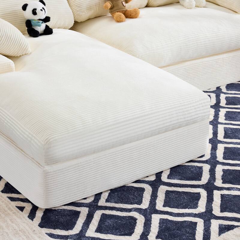 Roomfitters Corduroy Compressed Sofa with 3 Back Cushions & 2 Pillows, Soft Skin-Friendly Couch for Cozy Living Room