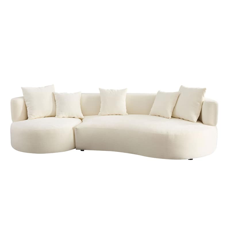 Modern 2 in 1 Sectional Curved Rotatable Sofa Couch, Swivel 360° Comfy 4-Seat Upholstered Sofa