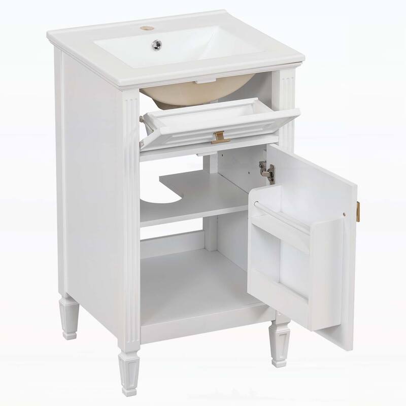 Freestanding Vanity Set with Adjustable Shelf,Tilt-Out Drawer