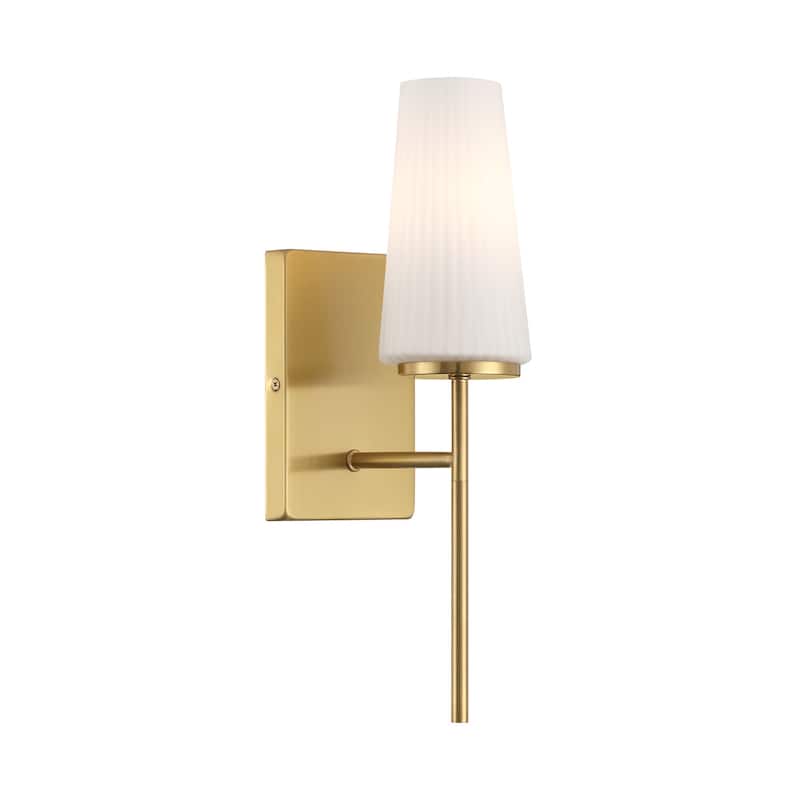 Bellevue SHWS42985 Meridian 16" Tall Bathroom Sconce with Fluted Opal - Natural Brass