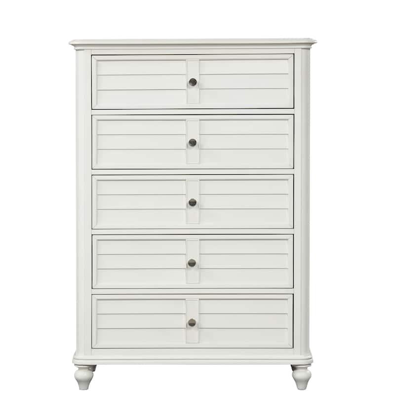 Furniture of America Skye Coastal Antique White Solid Wood 5-Drawer Chest - Antique White