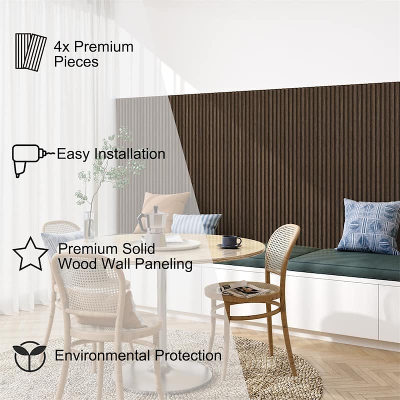 4 Packs Solid Wood Panels for Wall,Acoustic Wood Slat Wall Panels