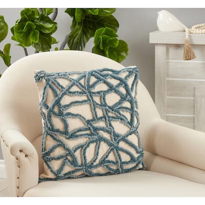 Throw Pillow With Cracked Embroidered Design, 20"x20"