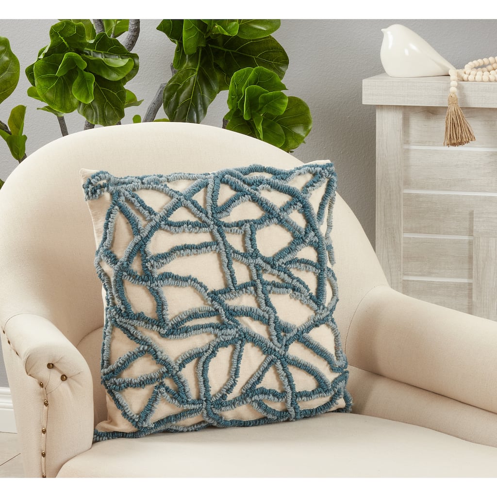 Throw Pillow With Cracked Embroidered Design, 20"x20"