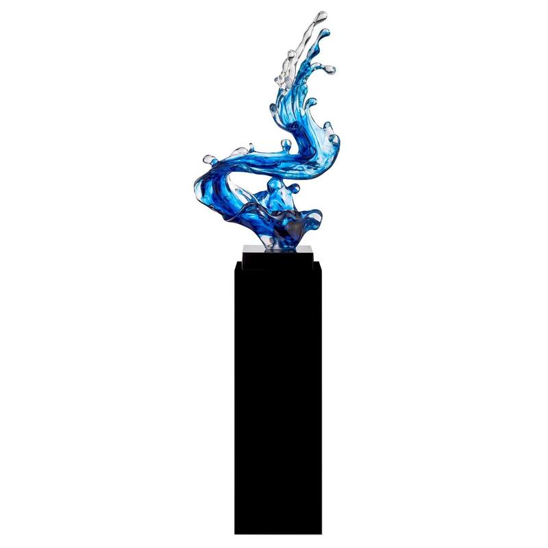 Ocean Blue Cortes Bay Wave Floor Sculpture with Stand - 57" Tall