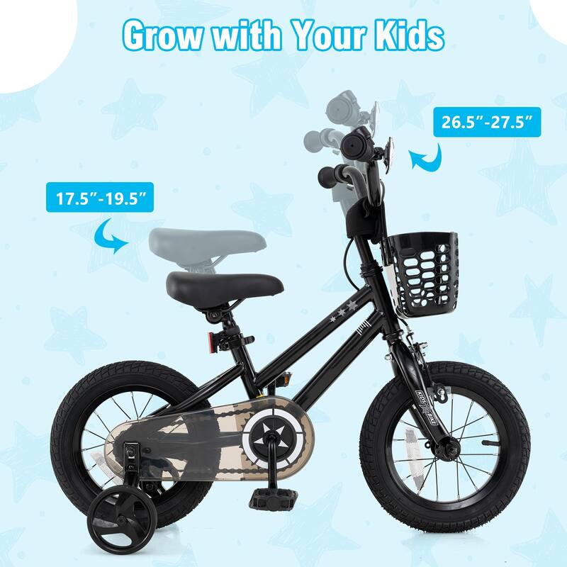 Kids Bike with Basket Adjustable Seat and Training Wheels
